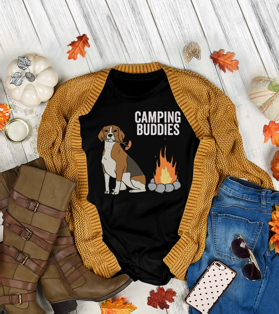 CAMPGROUND ADVENTURE WITH BEAGLE AND CAMPFIRE BUDDIES T-Shirt