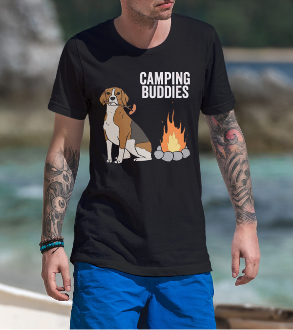 CAMPGROUND ADVENTURE WITH BEAGLE AND CAMPFIRE BUDDIES T-Shirt