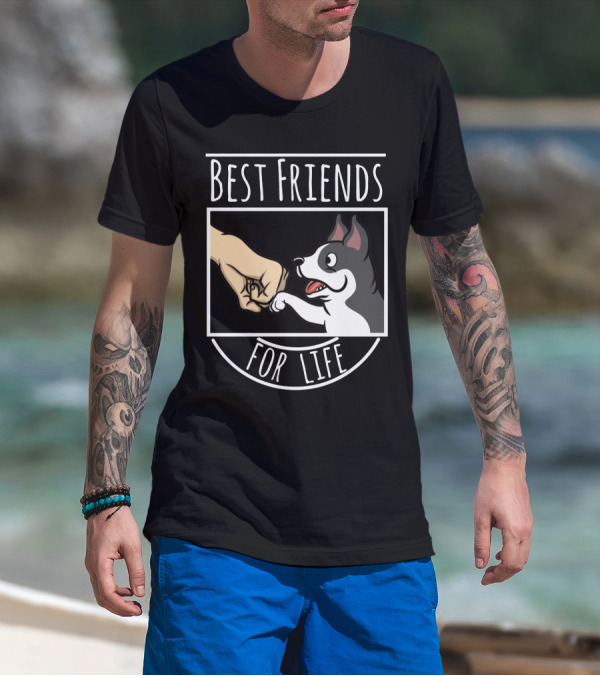 Best Friends For Life Boston Terrier Fist Bump T-Shirt