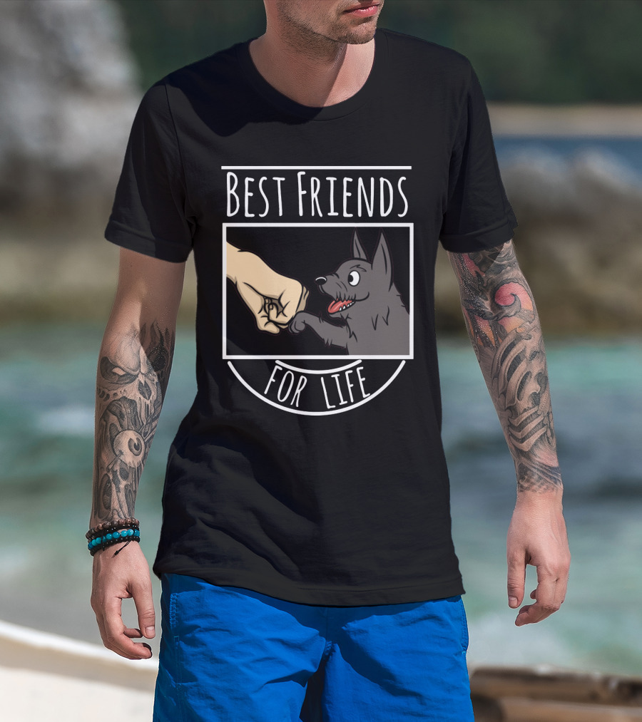 Best Friends For Life Scottie Hand And Paw Fist Bump T-Shirt