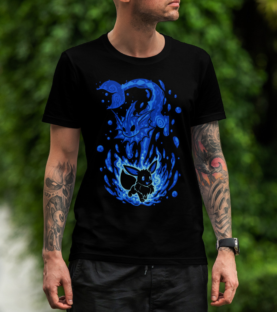 Evolution Pokemon Vaporeon Eevee Transformation Blue Watersplash T-Shirt