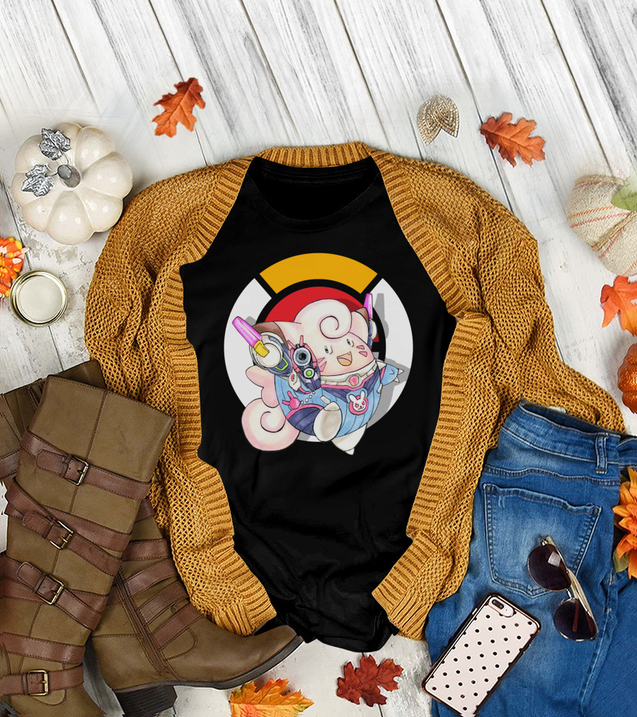 POKEMON CLEFAIRY OVERWATCH D.VA CROSSOVER T-Shirt