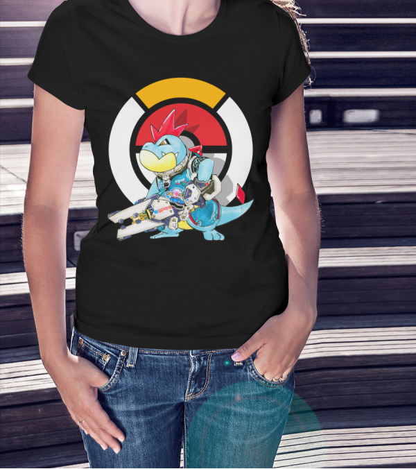 POKEMON CROCONAW ZARYA Crossover With Pokeball Background T-Shirt