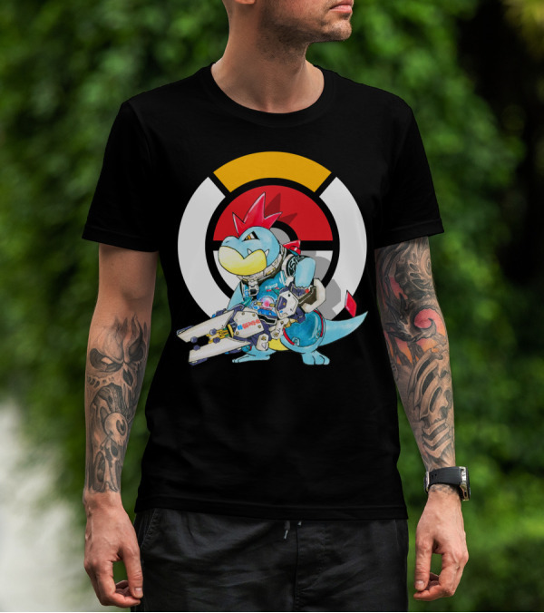 POKEMON CROCONAW ZARYA Crossover With Pokeball Background T-Shirt