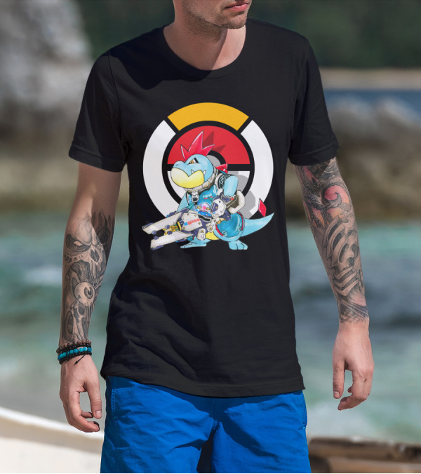 POKEMON CROCONAW ZARYA Crossover With Pokeball Background T-Shirt