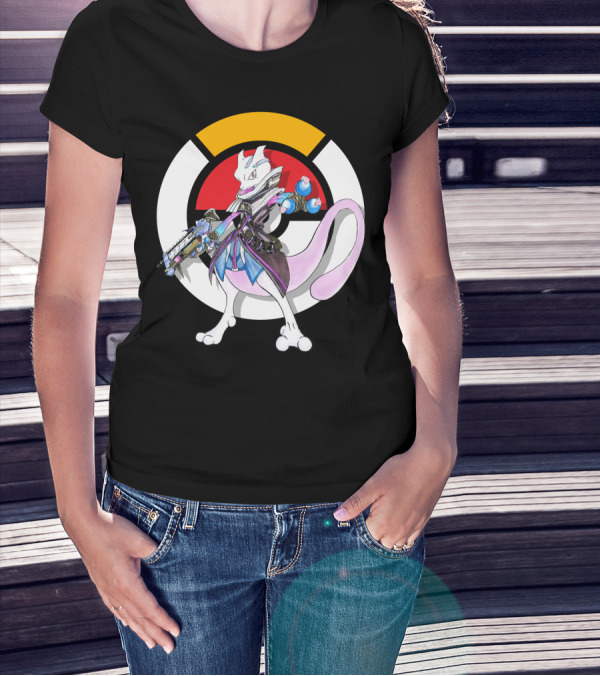 POKEMON X OVERWATCH MEWTWO X SOMBRA ICON MASHUP T-Shirt