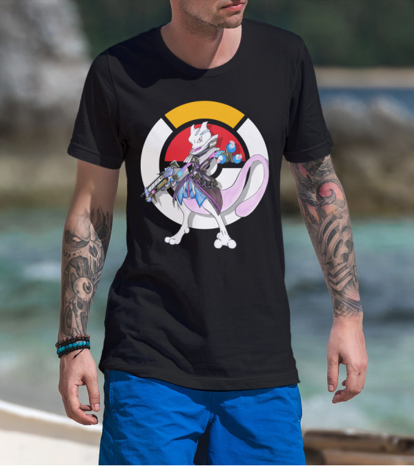 POKEMON X OVERWATCH MEWTWO X SOMBRA ICON MASHUP T-Shirt