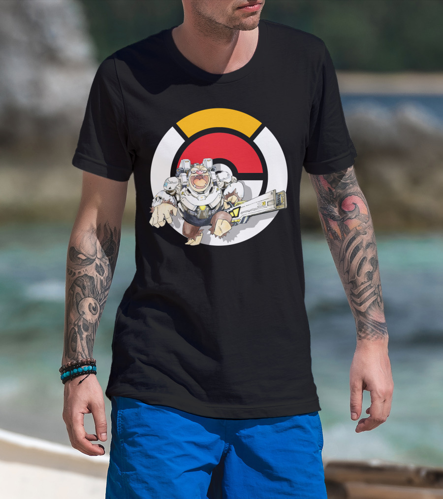 POKEMON X OVERWATCH SLAKING WINSTON Crossover T-Shirt