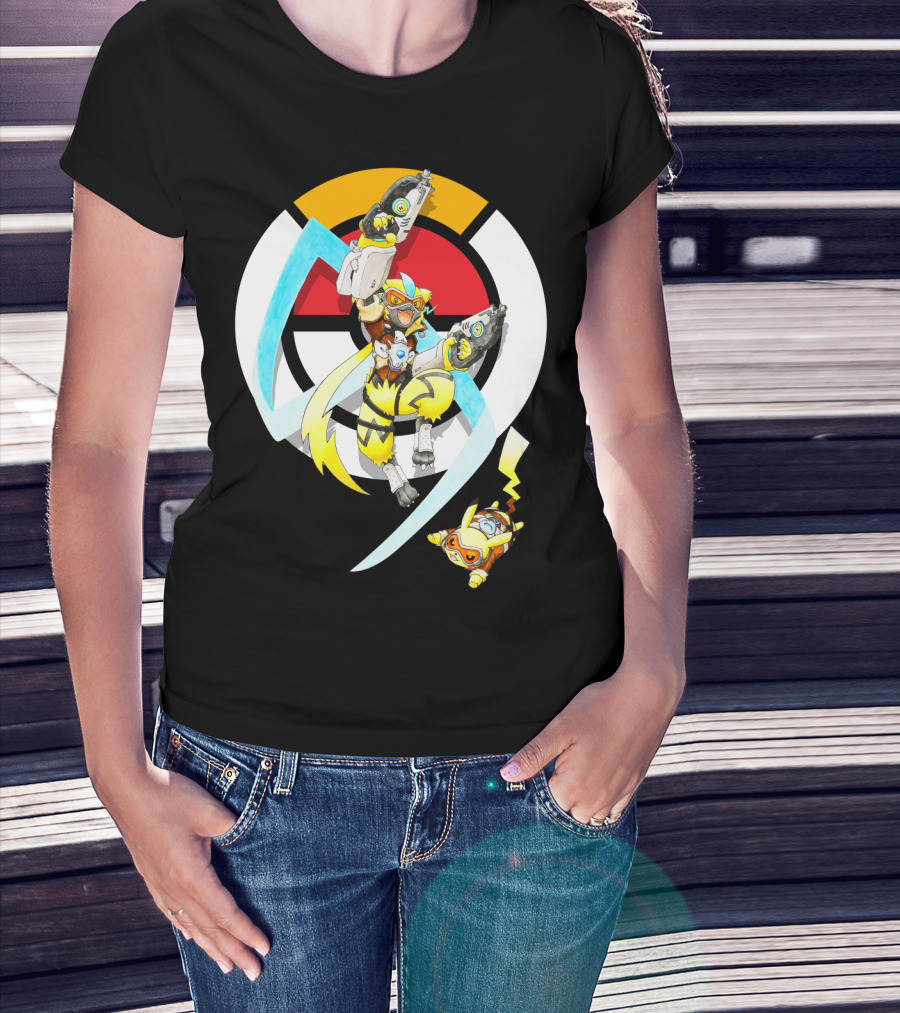 Pokemon X Zeraora X Pikachu Overwatch Style Battle T-Shirt