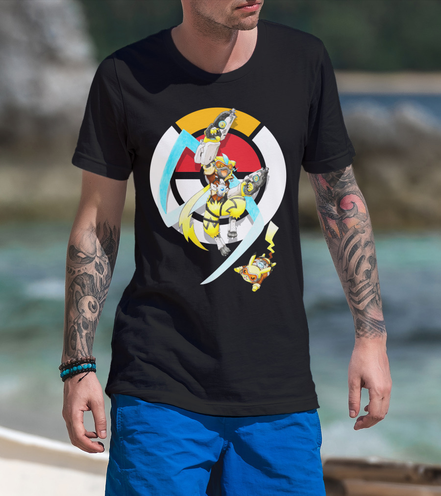 Pokemon X Zeraora X Pikachu Overwatch Style Battle T-Shirt