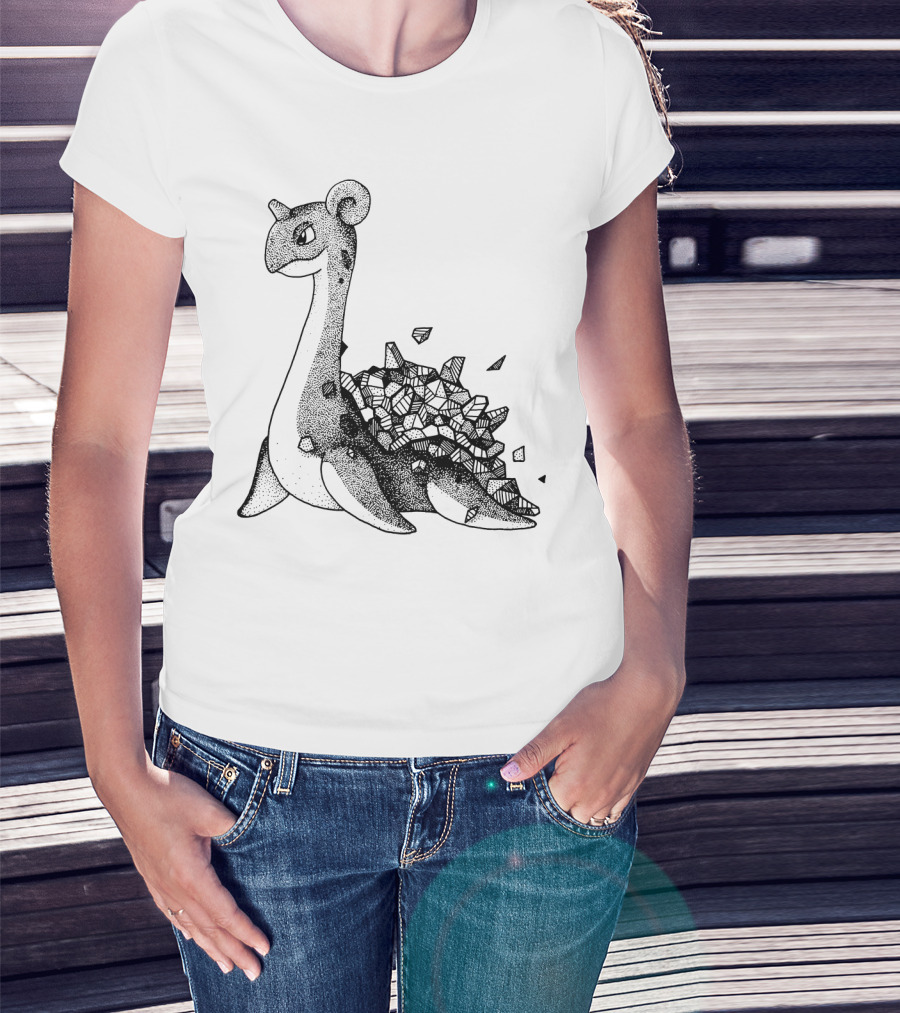 Geometric Style Lapras Pokemon Sketch T-Shirt