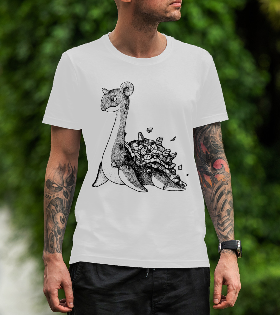 Geometric Style Lapras Pokemon Sketch T-Shirt