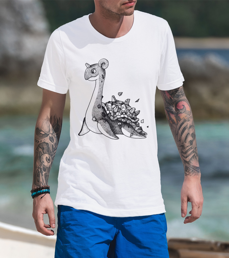 Geometric Style Lapras Pokemon Sketch T-Shirt