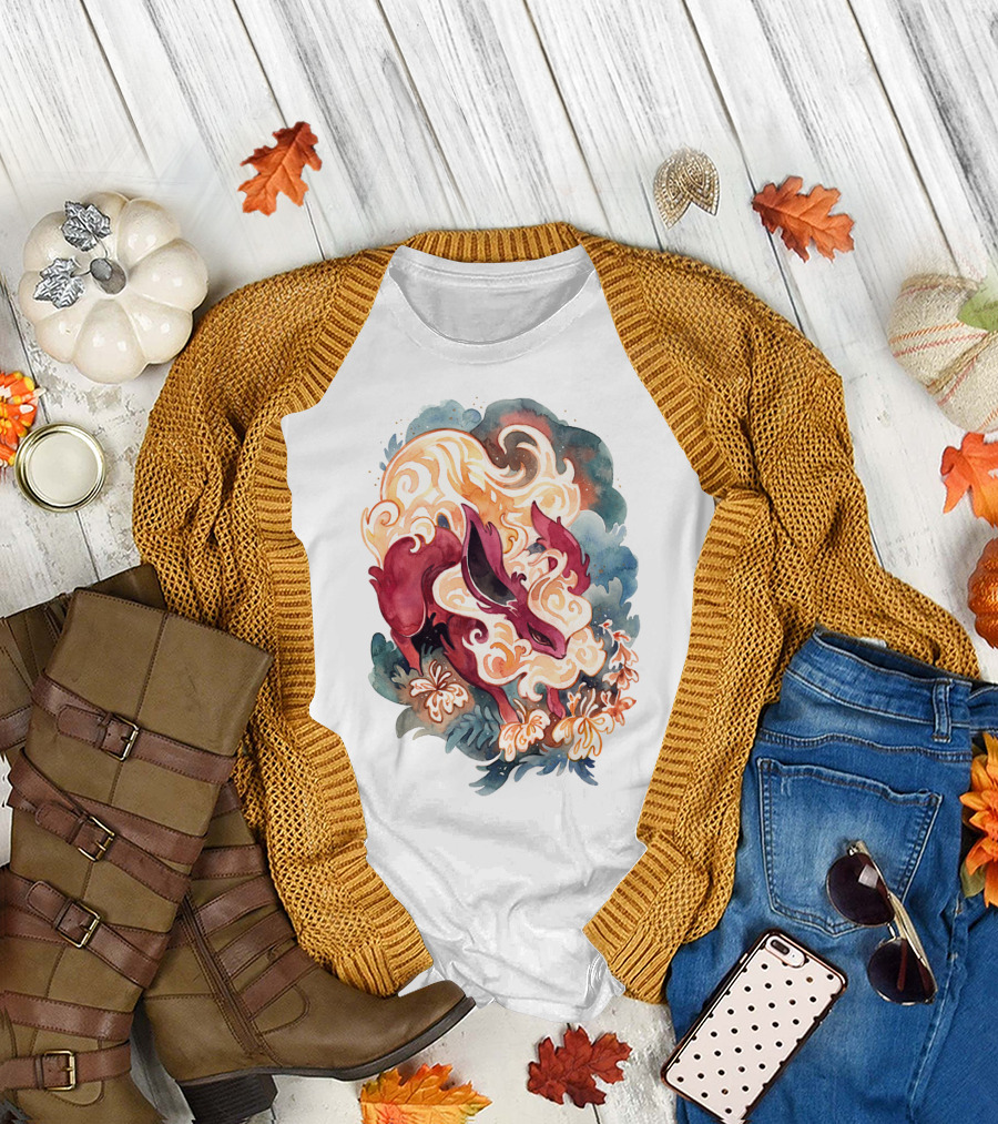 WATERCOLOR POKEMON FLAREON SMOKE AND FLAMES T-Shirt