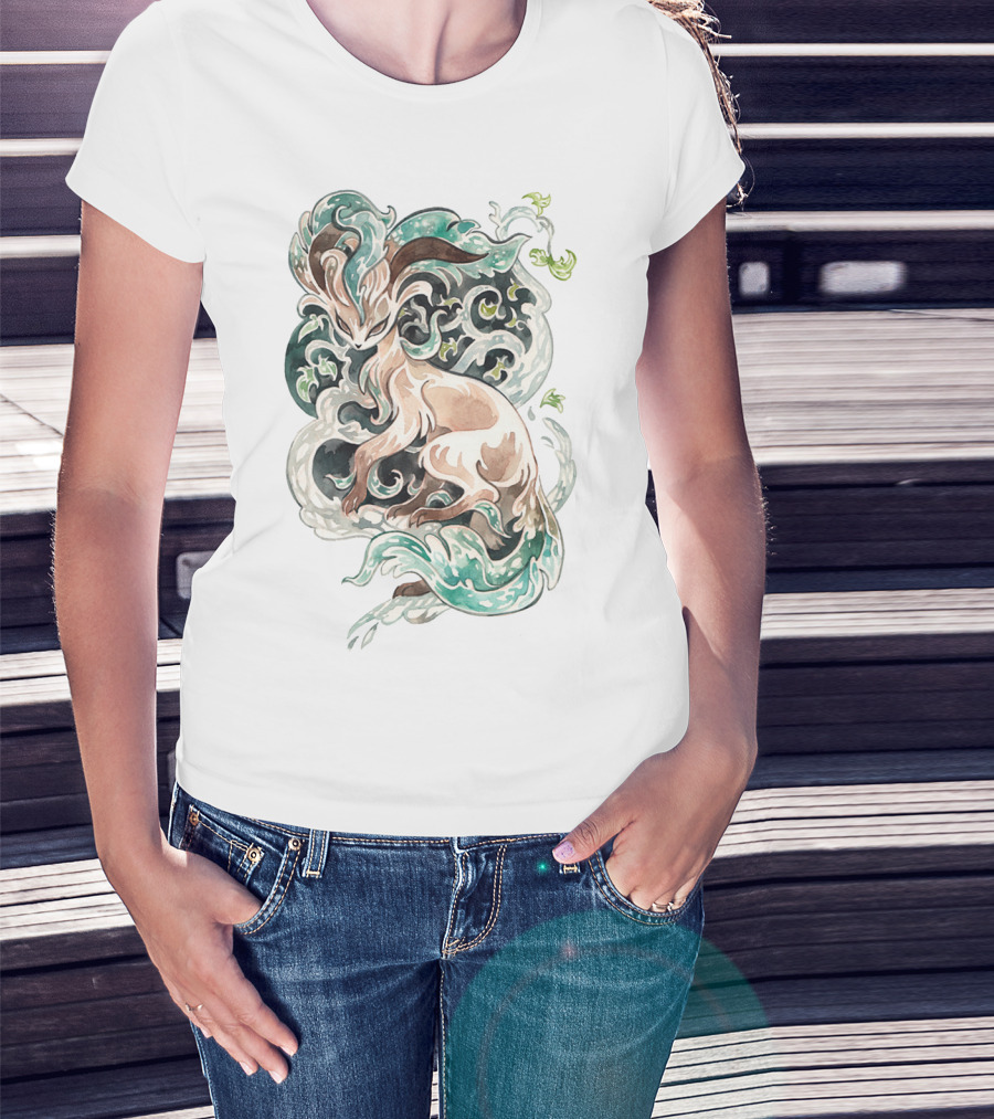 Watercolor Pokemon Leafeon Vivid Artistic T-Shirt