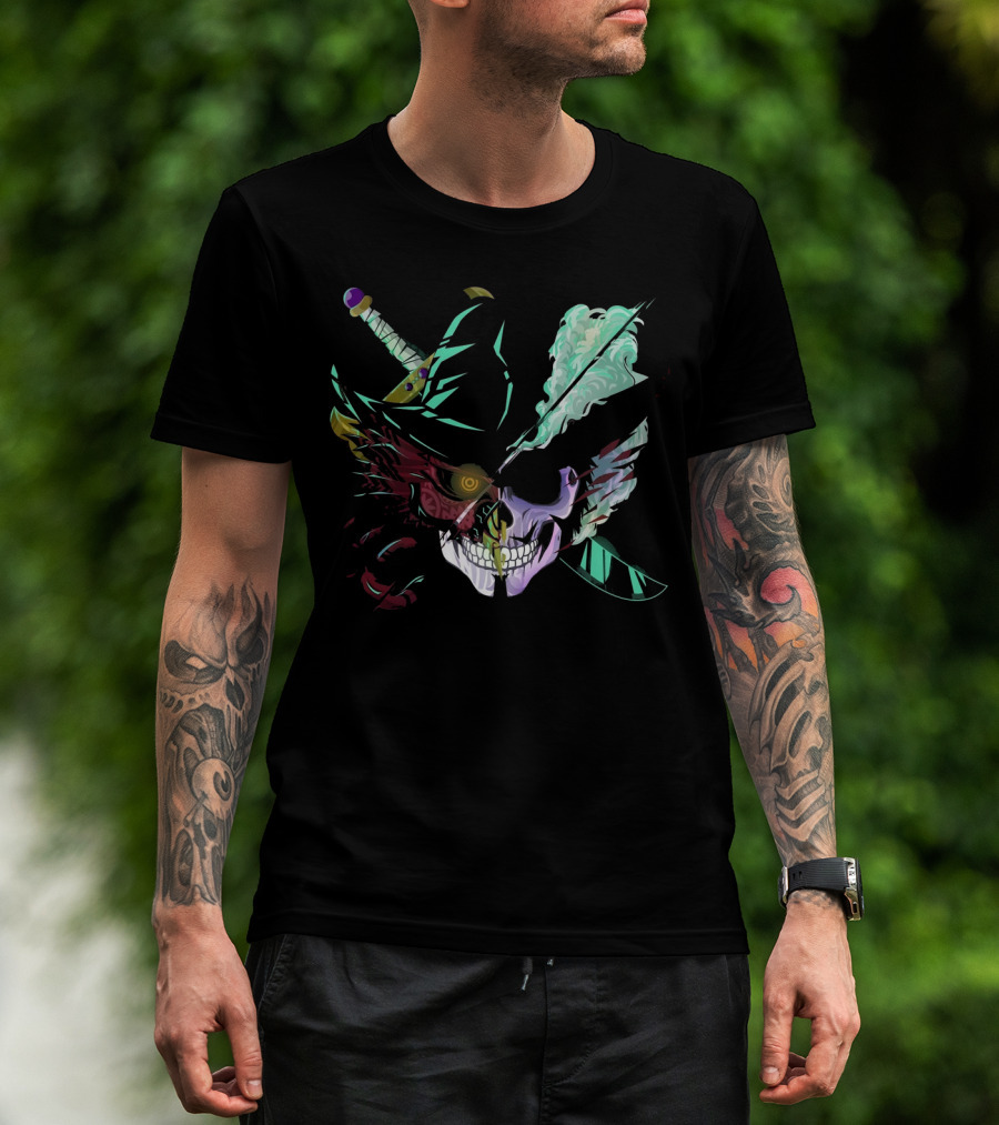 Mihawk Pirate Skull Sword Hat Anime Fusion T-Shirt