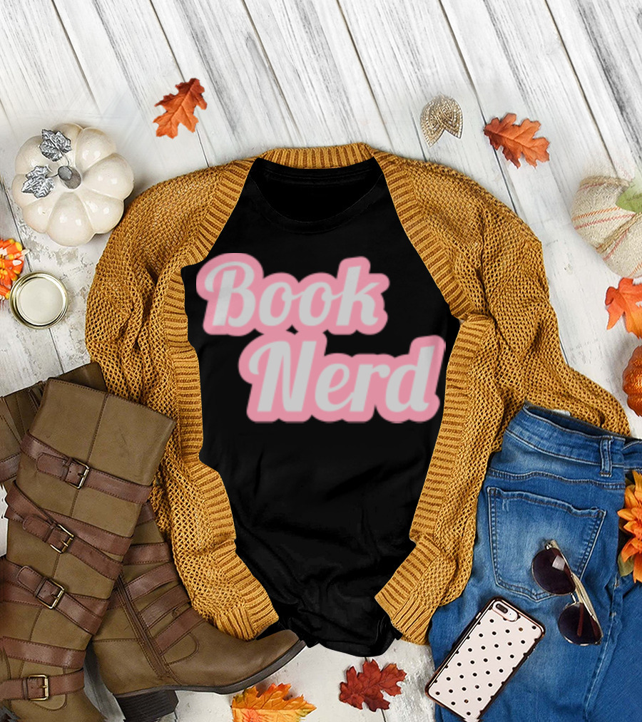 Book Nerd Back To School Style Pink Bubble Letters T-Shirt