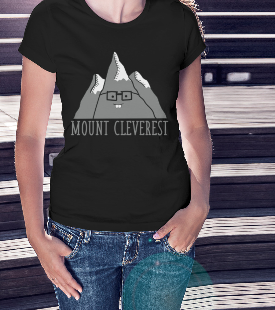 Mount Cleverest Funny Cartoon Mountain With Glasses Back To School T-Shirt