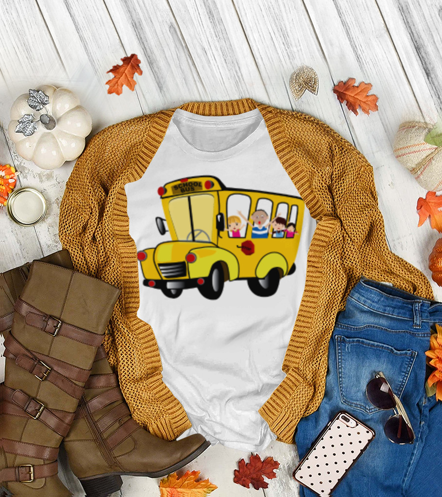 Cheerful School Bus Ride Back to School with Kids T-Shirt
