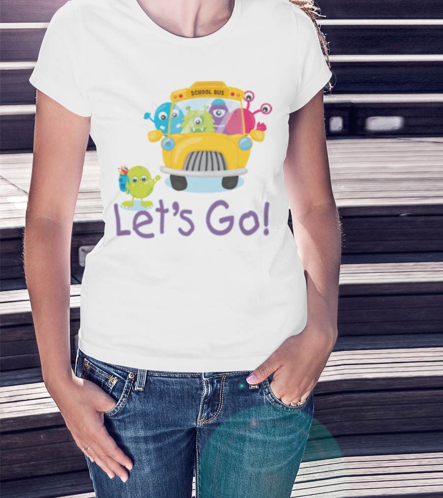 Let's Go Back To School With Colorful Monster School Bus Adventure T-Shirt