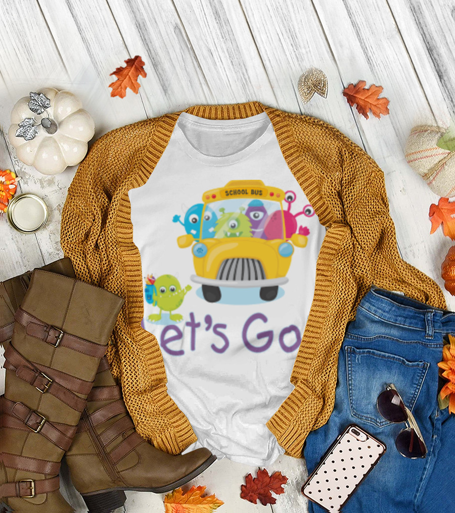 Let's Go Back to School with Colorful Monster School Bus Adventure T-Shirt