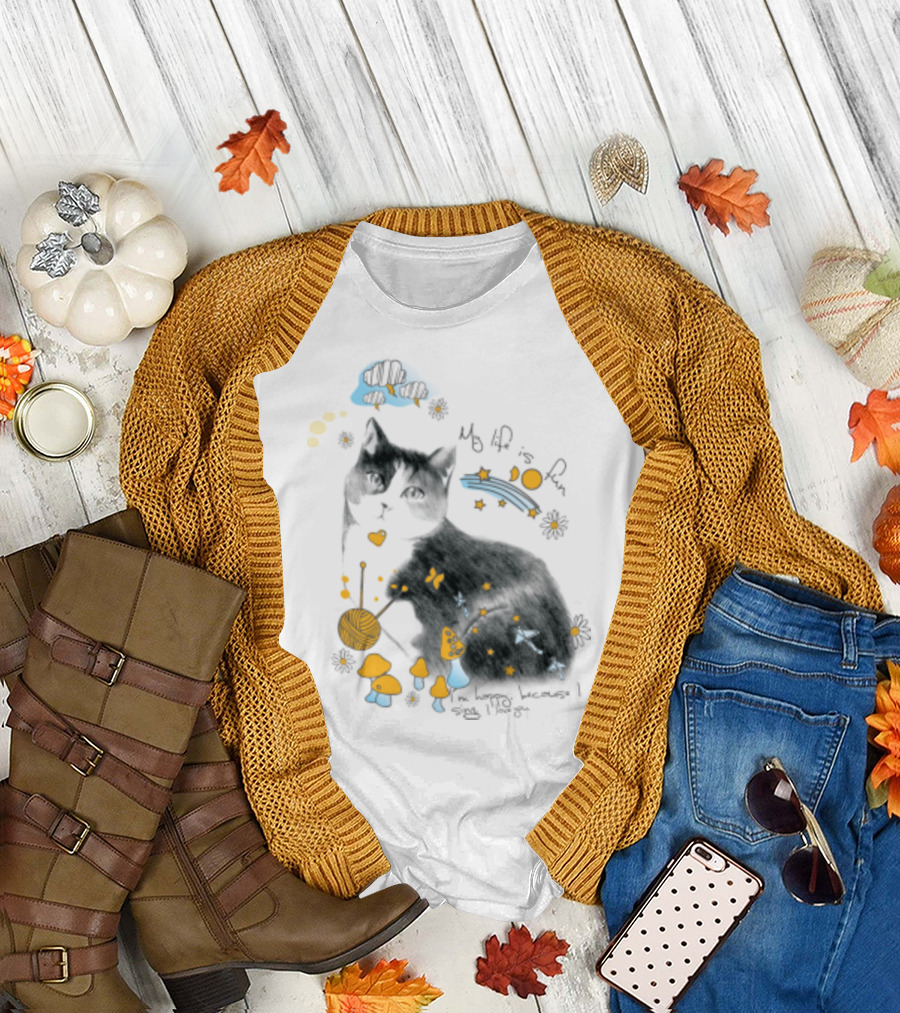 My Life Is Fun I'm Happy Because I Smile Kitty T-Shirt