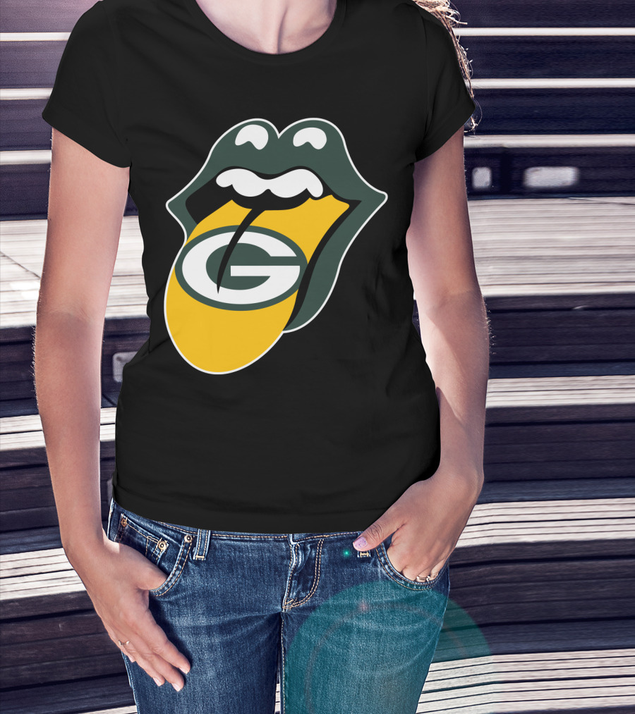 Green Bay Packers Rolling Stones Tongue Logo Rt Edition T-Shirt