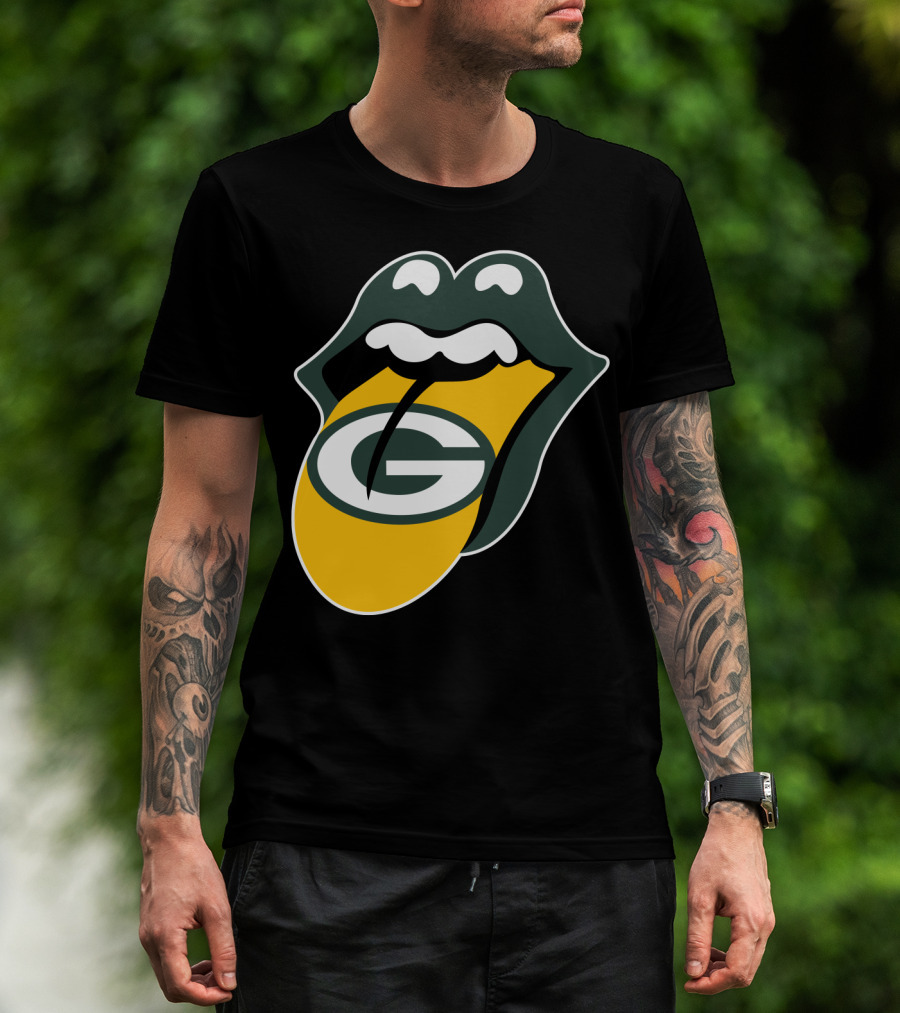 Green Bay Packers Rolling Stones Tongue Logo Rt Edition T-Shirt