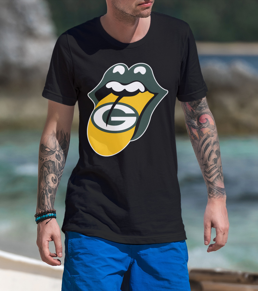 Green Bay Packers Rolling Stones Tongue Logo Rt Edition T-Shirt