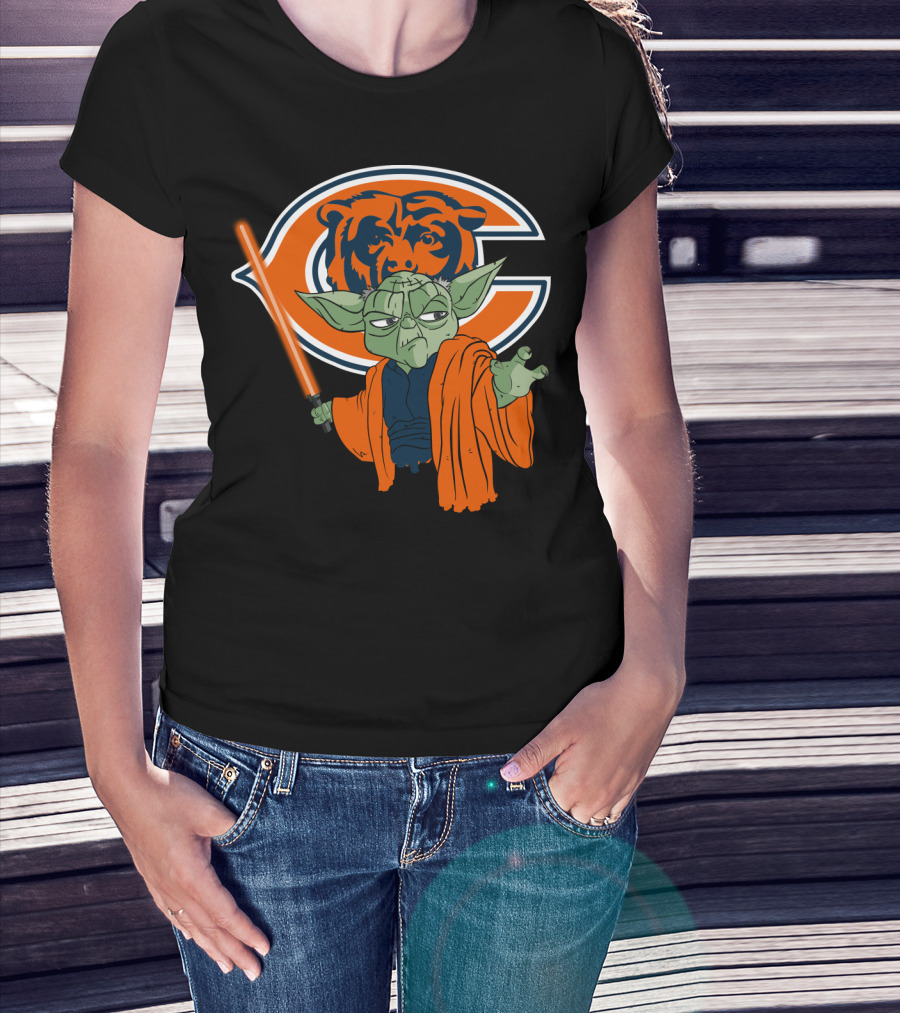 Chicago Bears Yoda Orange Lightsaber T-Shirt