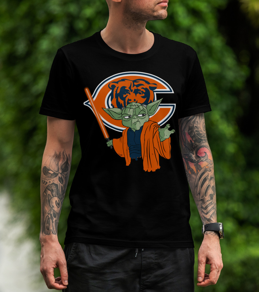 Chicago Bears Yoda Orange Lightsaber T-Shirt