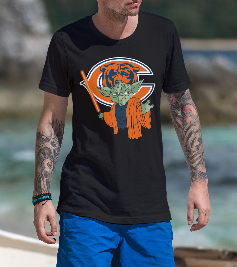 Chicago Bears Yoda Orange Lightsaber T-Shirt