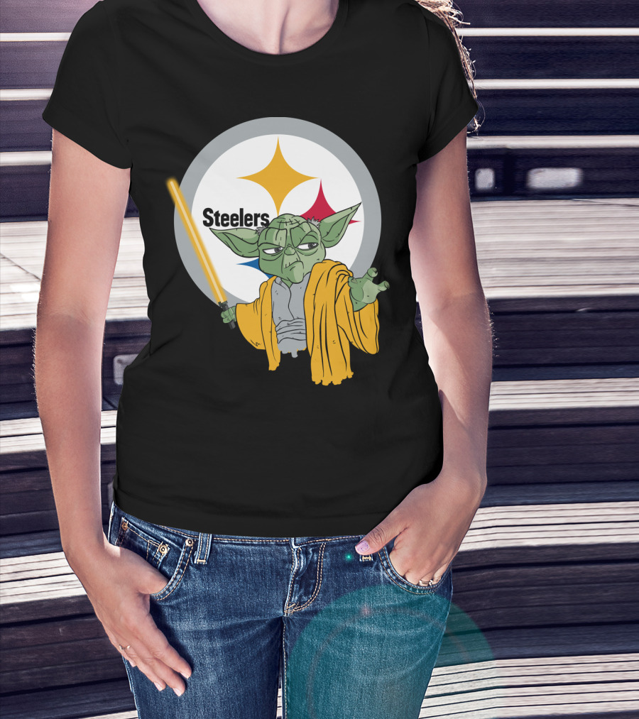 Steelers Yoda Star Wars Crossover With Lightsaber T-Shirt
