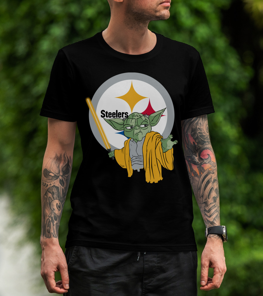 Steelers Yoda Star Wars Crossover With Lightsaber T-Shirt