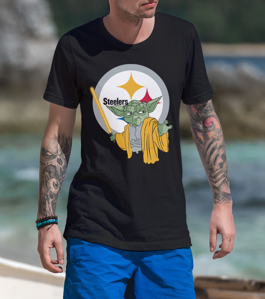 Steelers Yoda Star Wars Crossover With Lightsaber T-Shirt