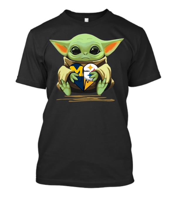 Baby Yoda Heart Steelers Wolverines Love T-Shirt