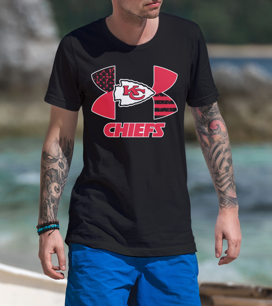 Under Armour Chiefs Kc Arrowhead Logo Stars And Stripes T-Shirt