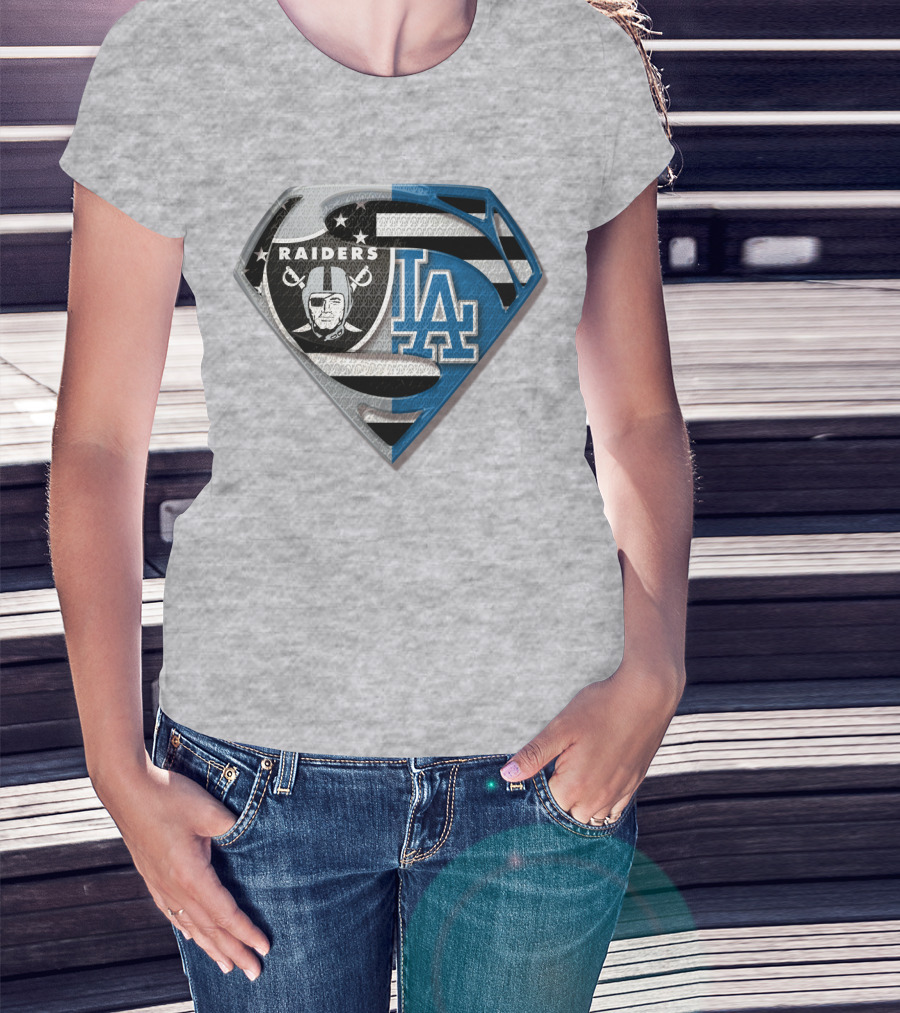 Raiders La Logo Crossover Superman Shield T-Shirt