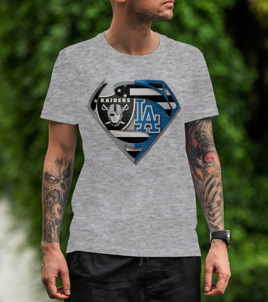 Raiders La Logo Crossover Superman Shield T-Shirt