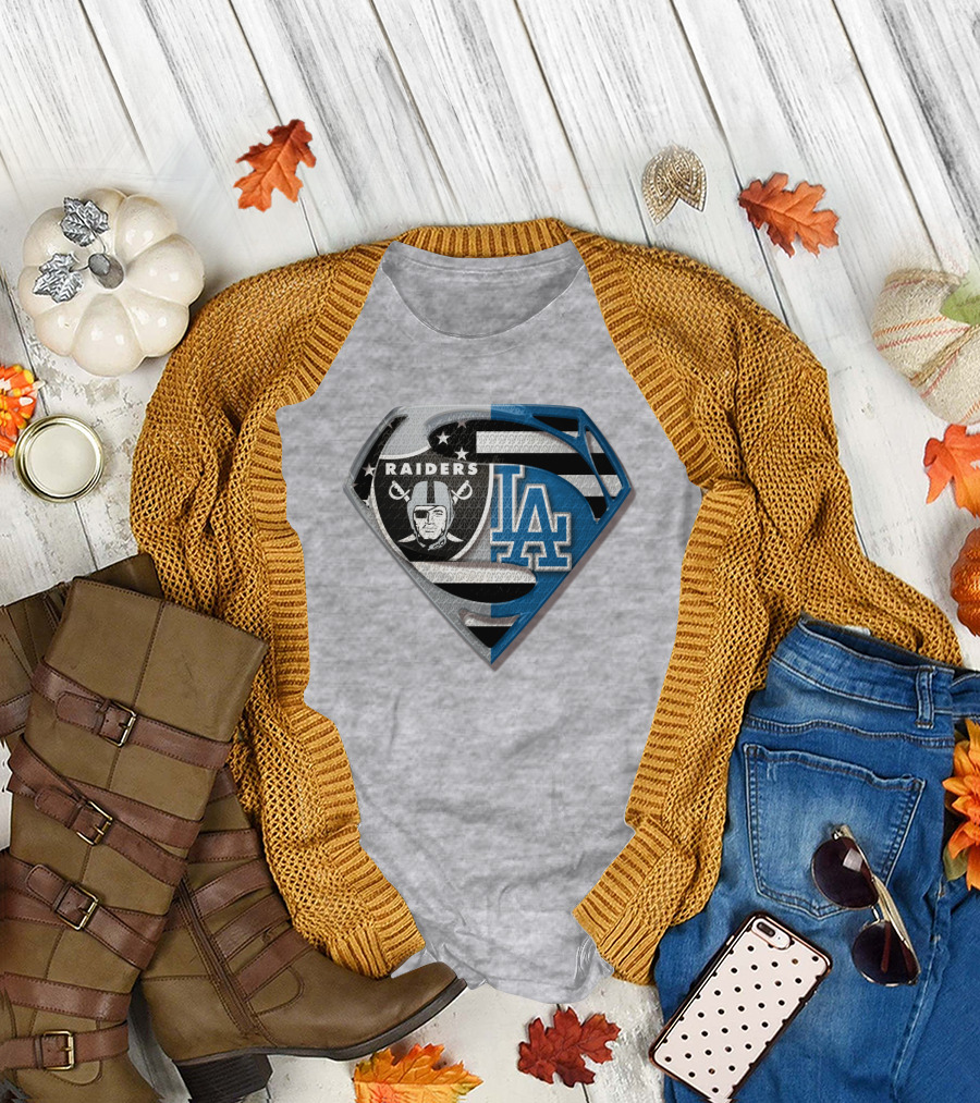 Raiders La Logo Crossover Superman Shield T-Shirt