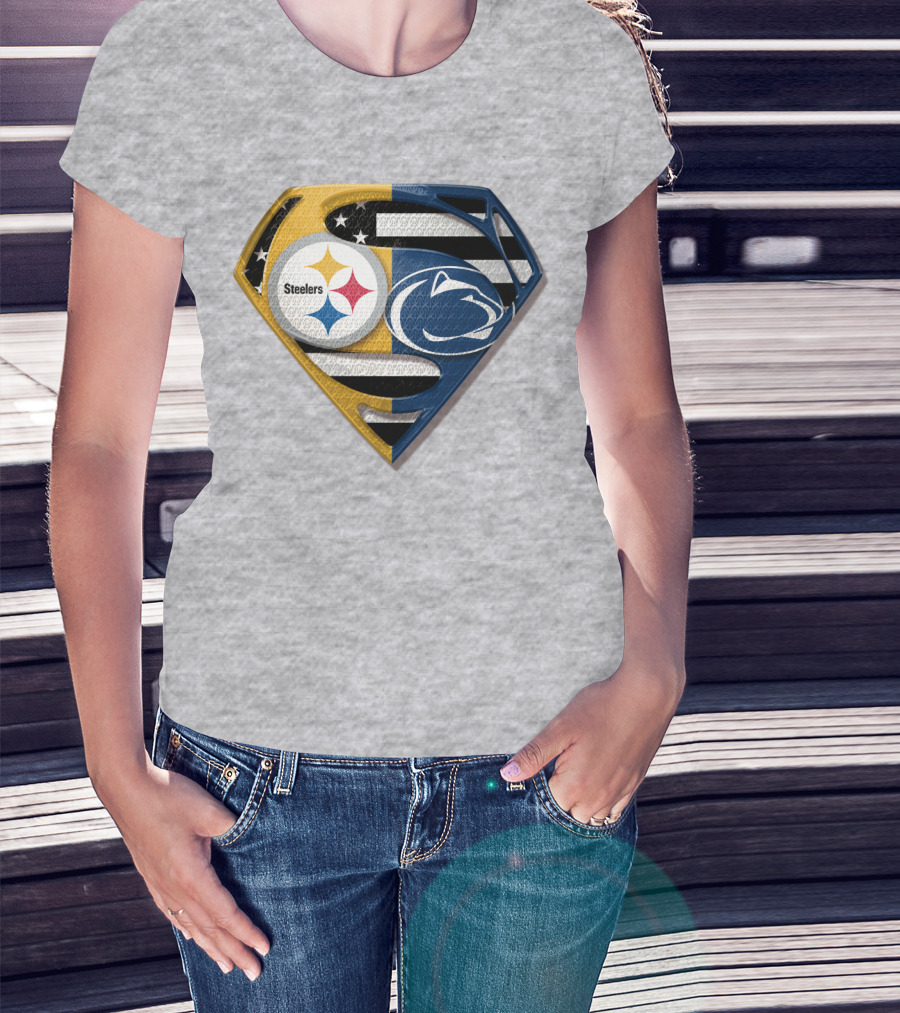 Steelers Nittany Lions Superman Logo Mashup T-Shirt