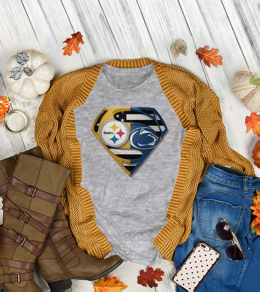 Steelers Nittany Lions Superman Logo Mashup T-Shirt