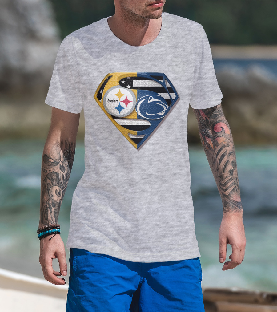 Steelers Nittany Lions Superman Logo Mashup T-Shirt