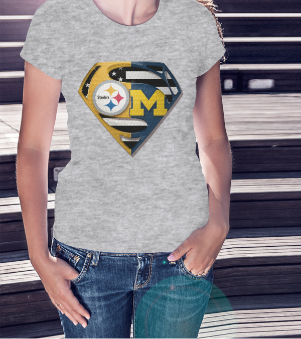 Steelers Michigan Wolverines Superman T-Shirt