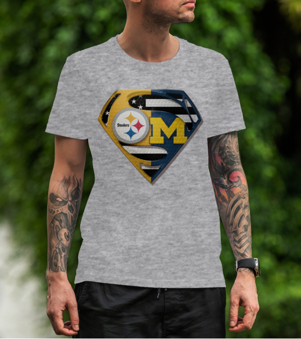 Steelers Michigan Wolverines Superman T-Shirt