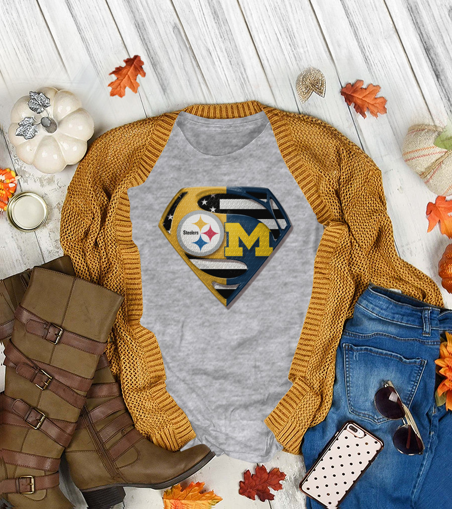 Steelers Michigan Wolverines Superman T-Shirt