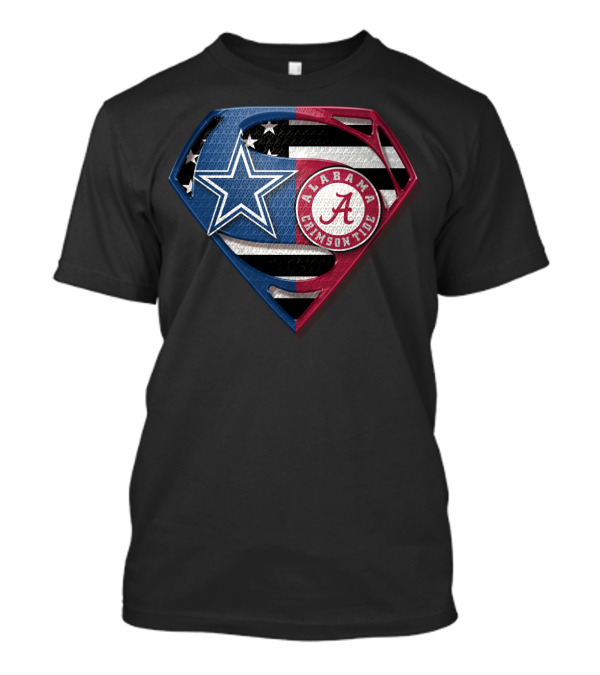 Dallas Cowboys Alabama Crimson Tide Superman Shield T-Shirt