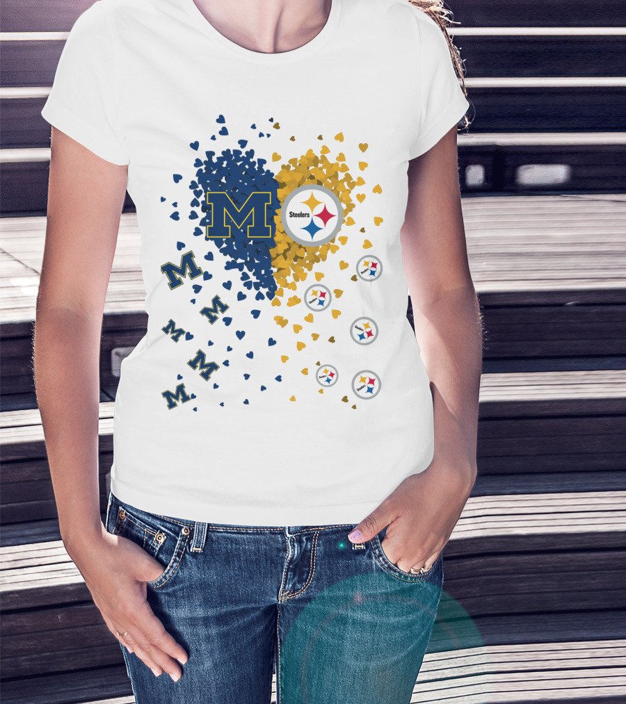 Steelers Heart With Wolverines M Symbol T-Shirt
