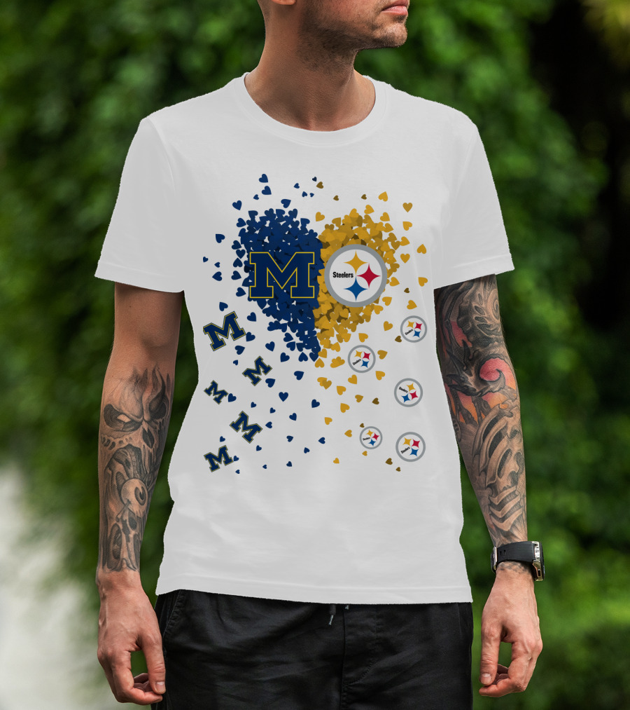 Steelers Heart With Wolverines M Symbol T-Shirt