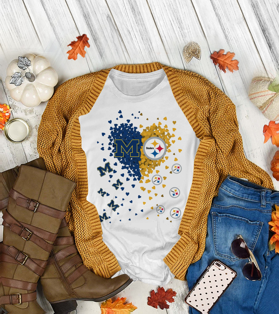 Steelers Heart With Wolverines M Symbol T-Shirt